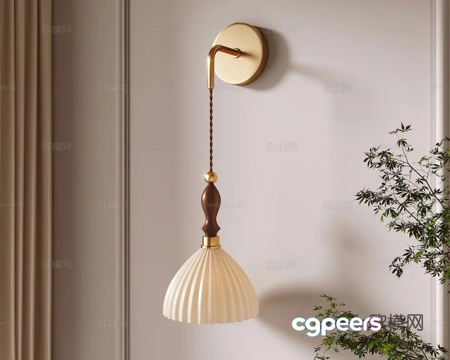 French retro wall light 3d model