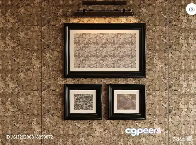 Two Black Picture Frames On A Textured Wall 3D Model – 7949 – CORONA Render