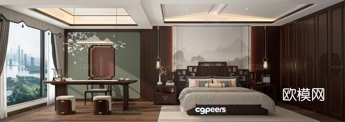 New Chinese style bedroom master bedroom 3d model
