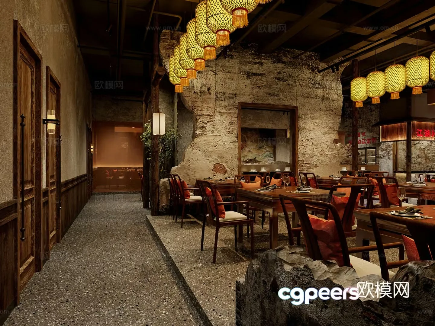 Chinese restaurant Sichuan restaurant 3D model
