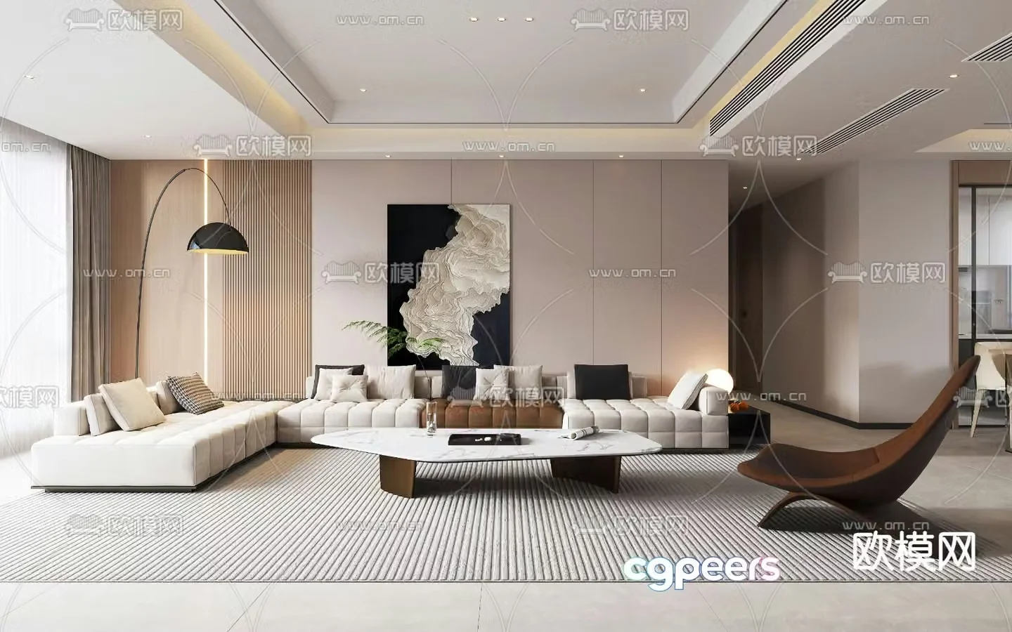 Modern living room dining room 3d model