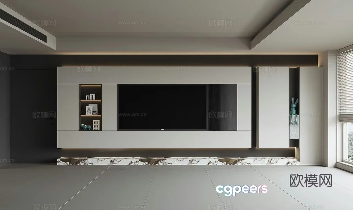 Modern living room TV background wall 3d model