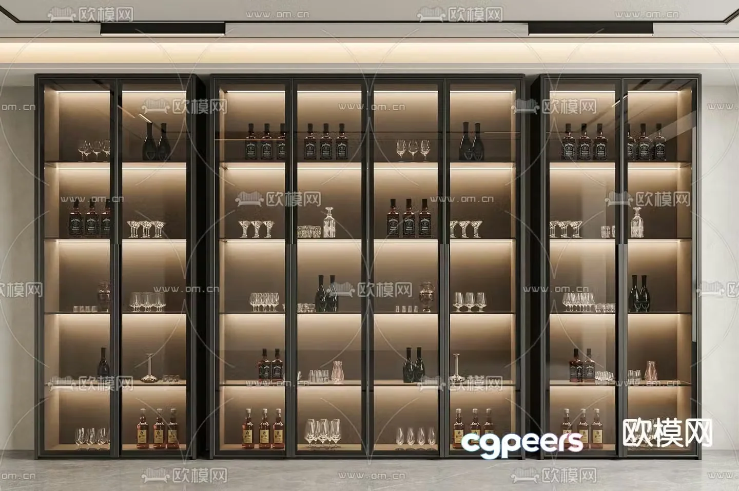 Glass wine cabinet red wine display cabinet 3d model