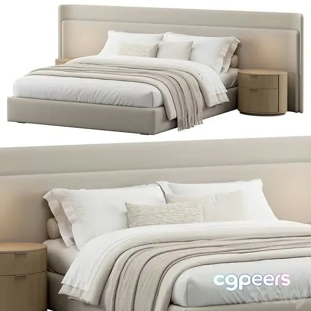 3ds Max Free – Contemporary Upholstered Rounded Headboard Bed