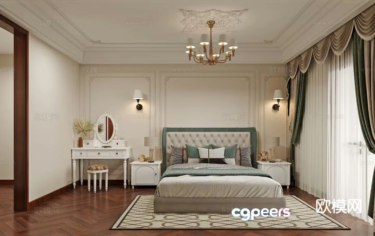 American style bedroom master bedroom 3d model