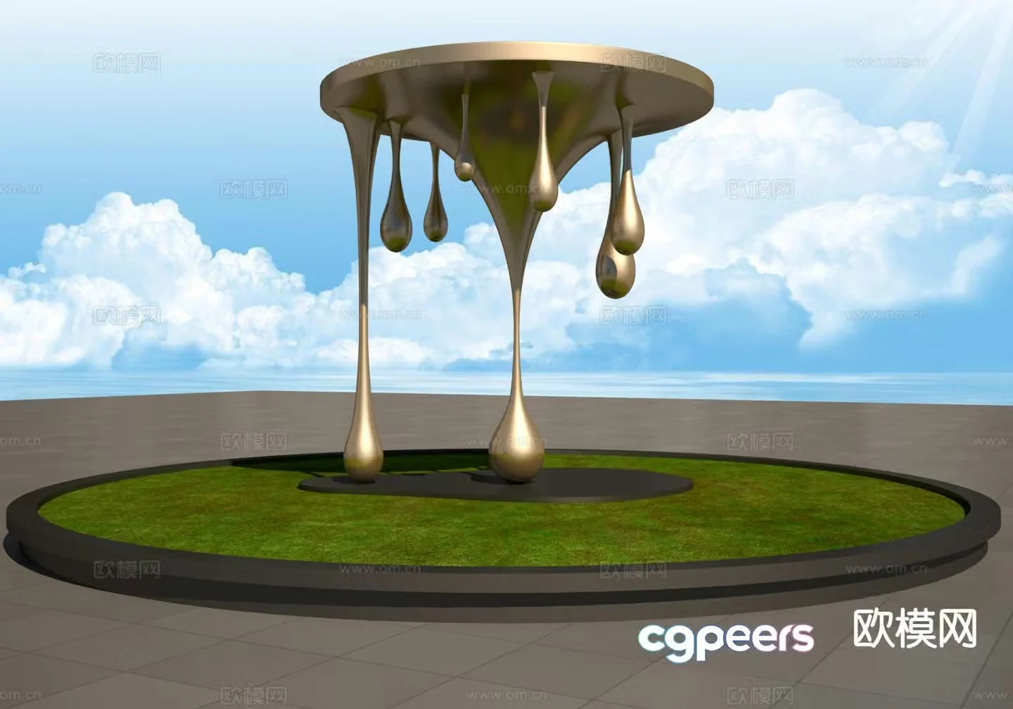 3D model of water drop gallery pavilion sculpture