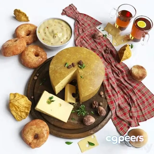 3ds Max Free – Breakfast Set with cheese