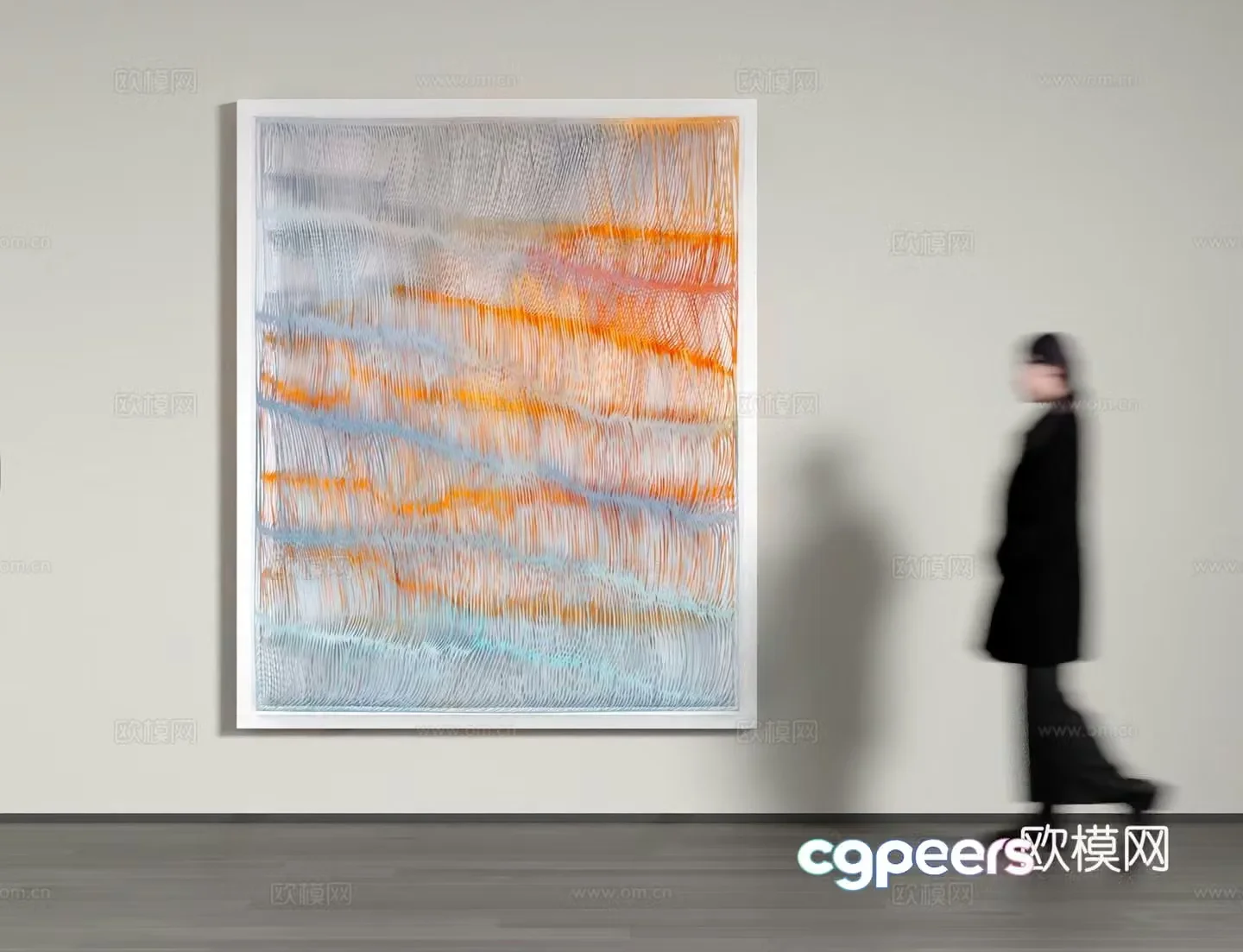 Modern art hanging painting oil painting photo frame woman 3d model