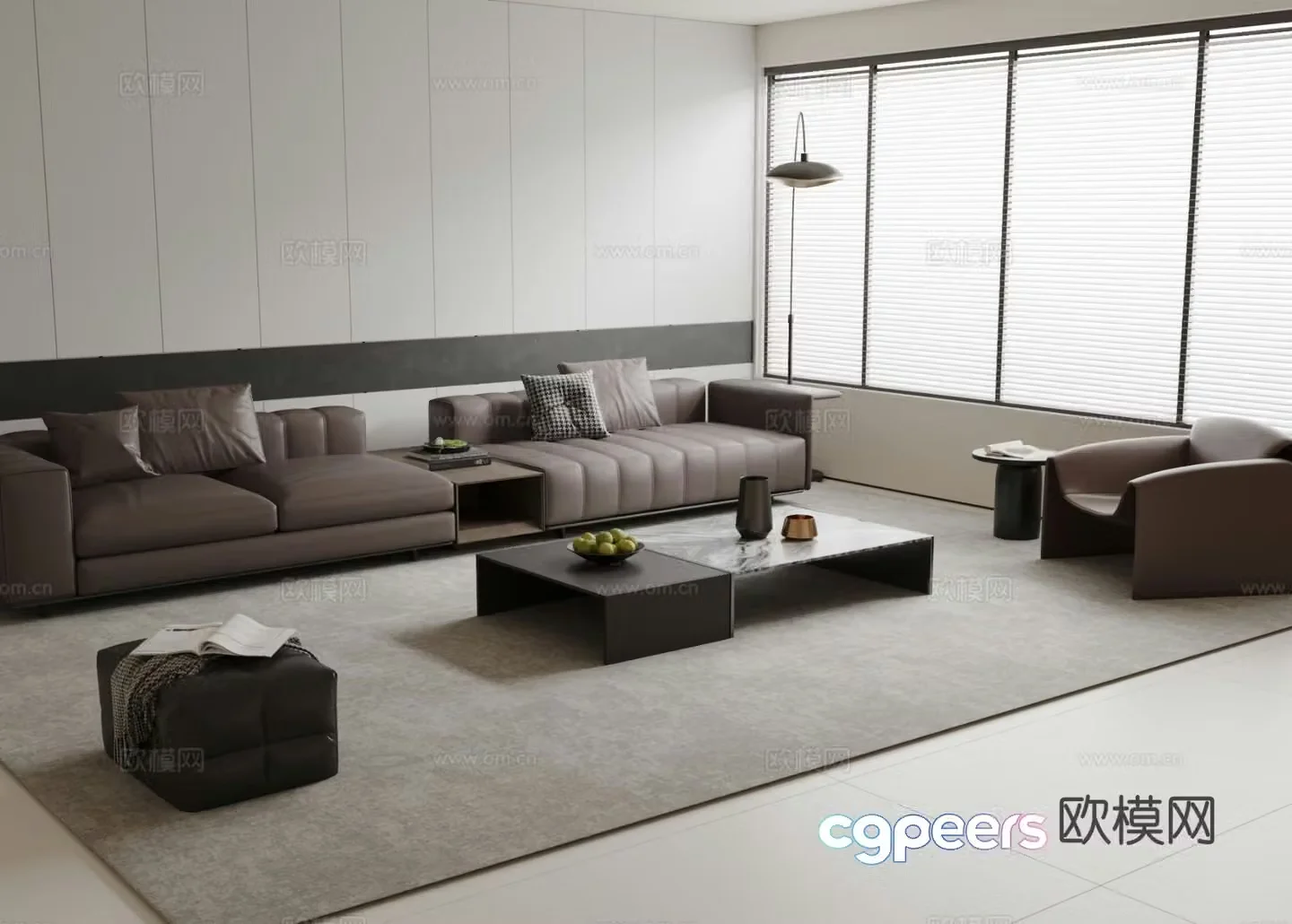 Italian leather sofa modular sofa 3d model