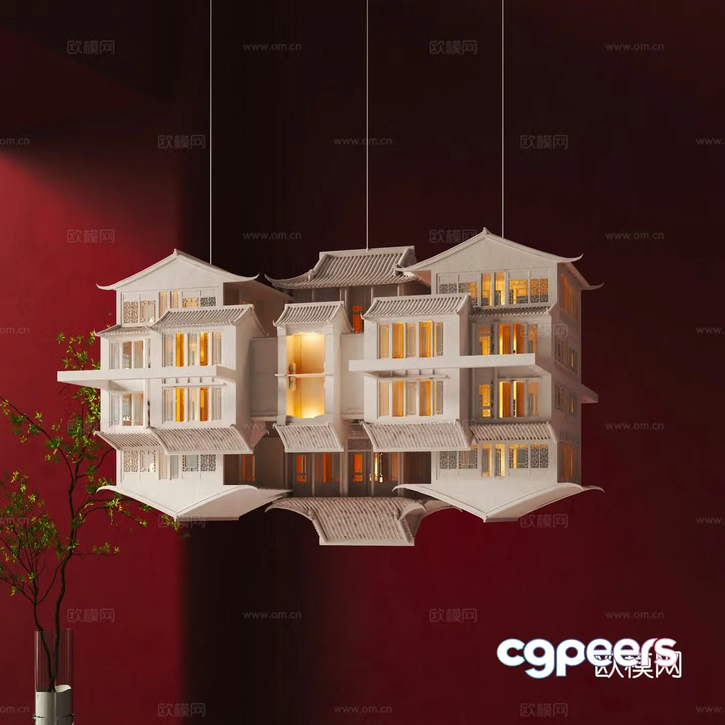 New Chinese creative chandeliers 3D model