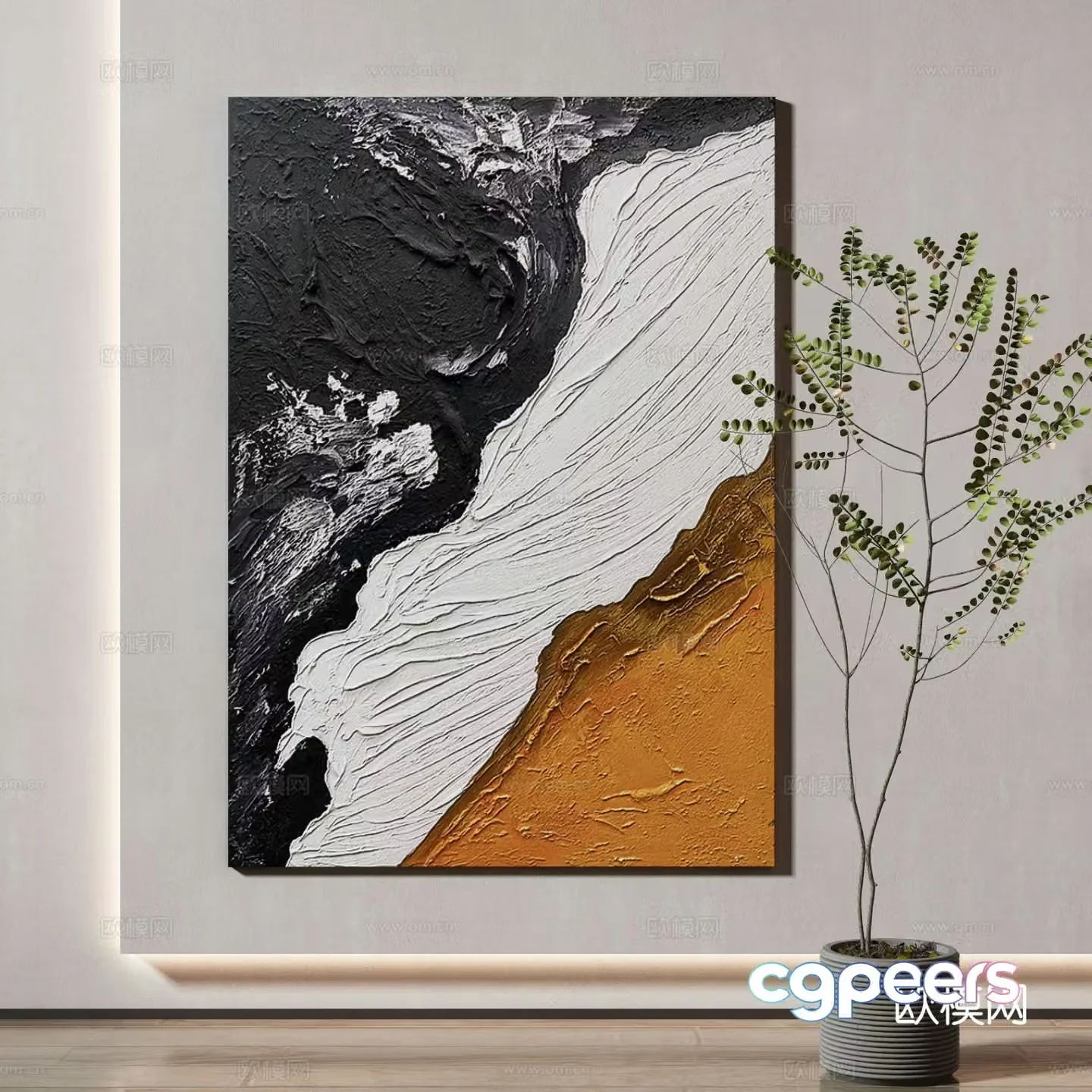 Modern texture painting decorative painting 3d model