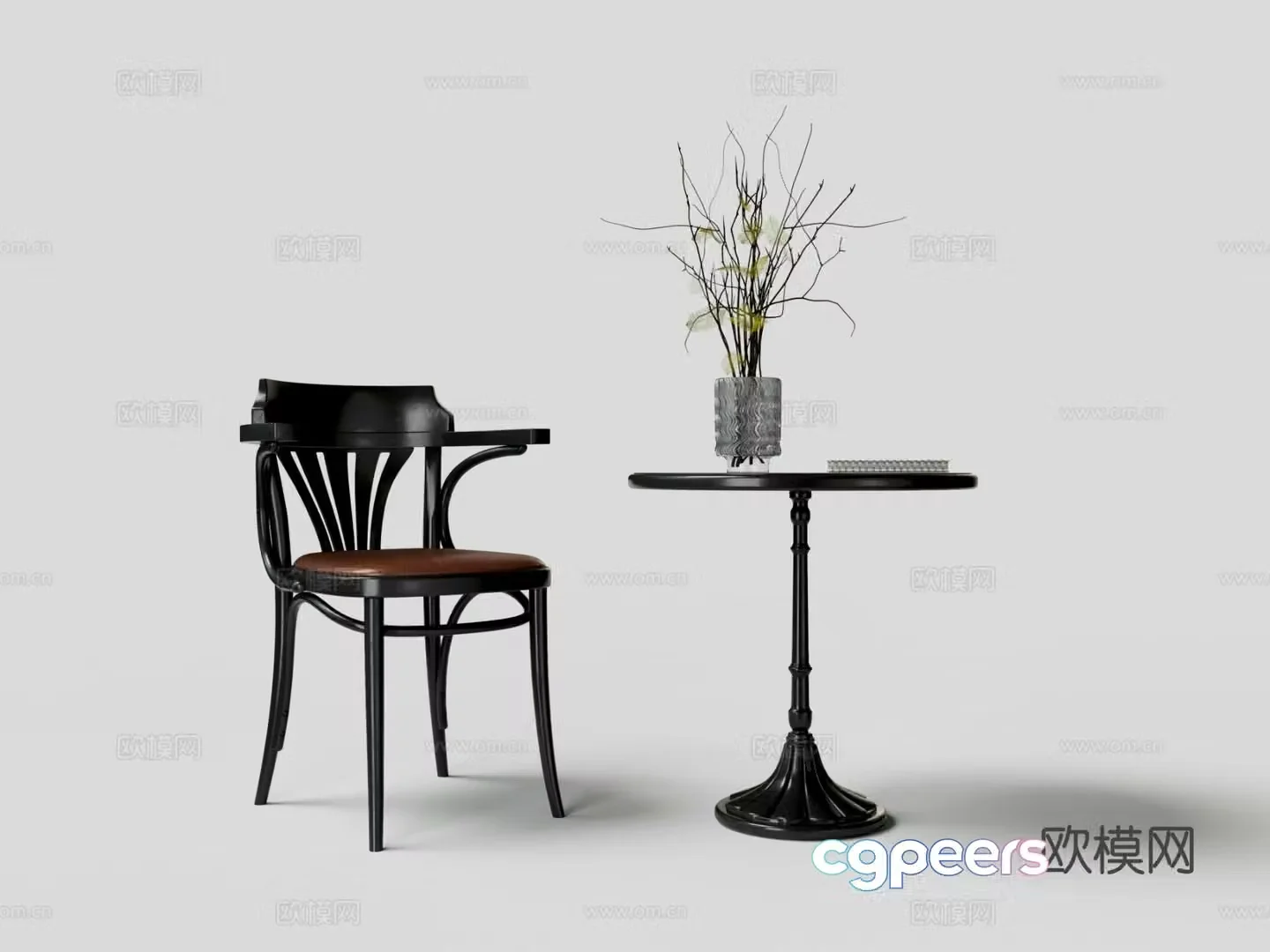 Modern leisure table and chairs 3d model