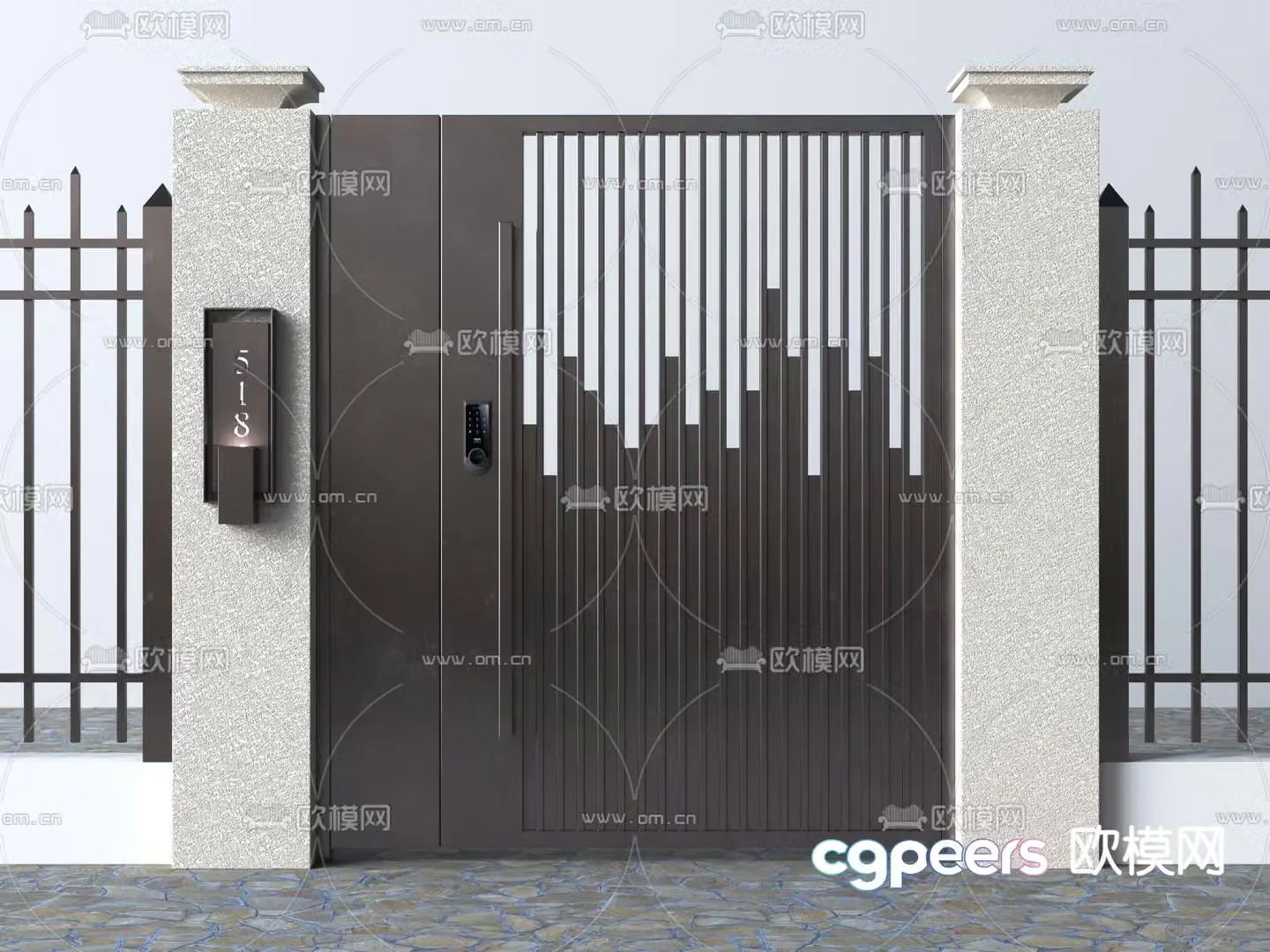 Villa door courtyard door garden door 3d model