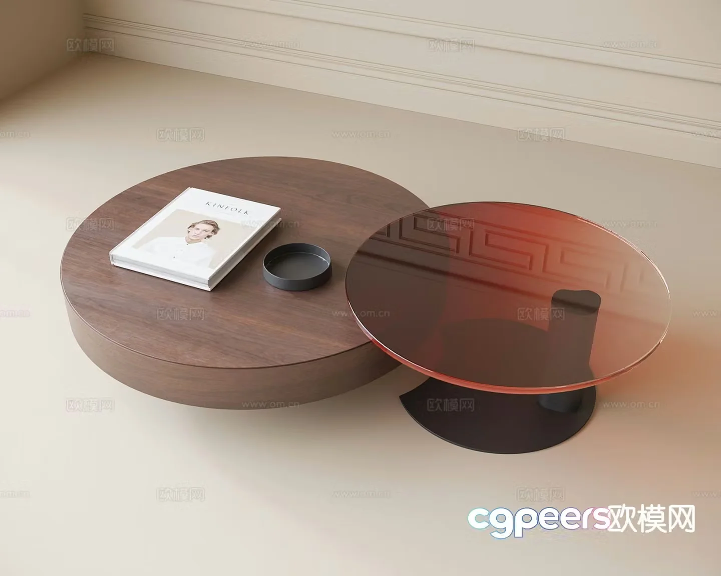 Modern double coffee table 3d model