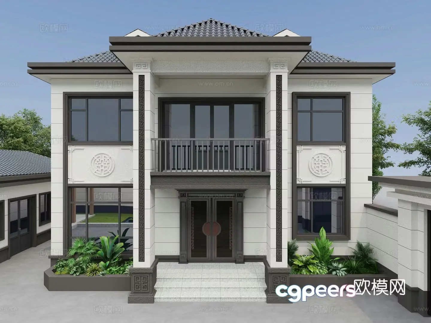 New Chinese-style villa appearance self-built house 3D model