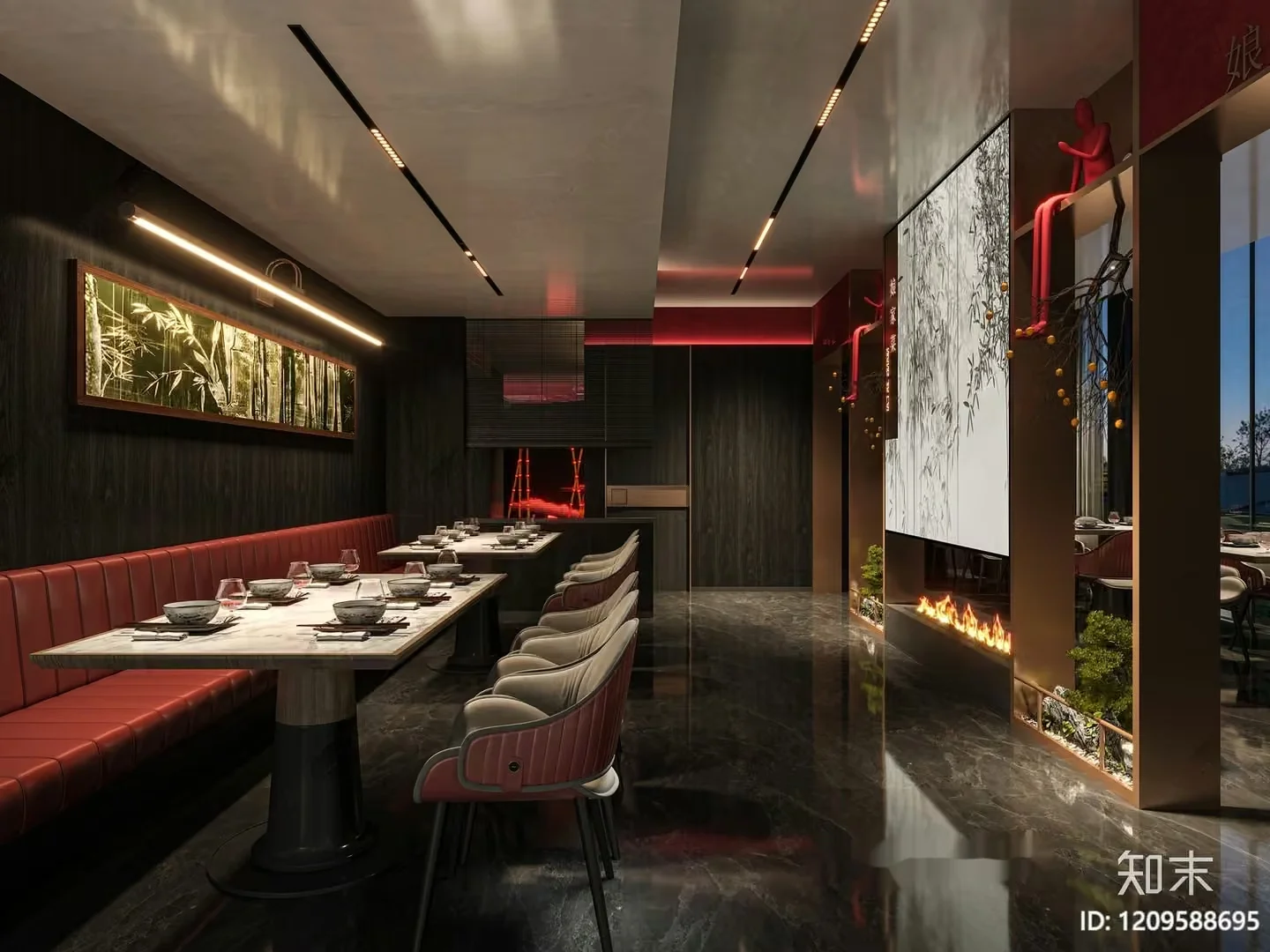 Modern Asian Restaurant 3D Model – 9267 – VRAY Render