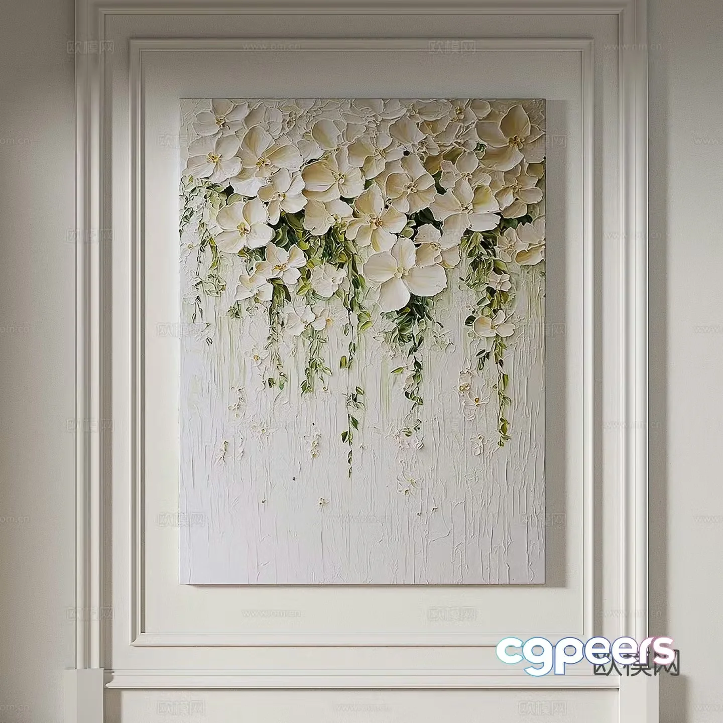 Modern creamy style simple texture abstract light luxury wasabi three-dimensional decorative painting 3d model