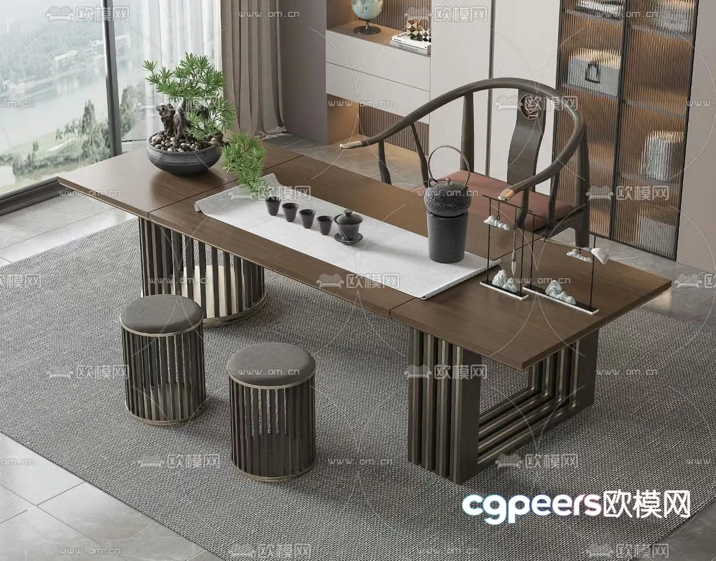 New Chinese style tea table tea table tea table 3d model