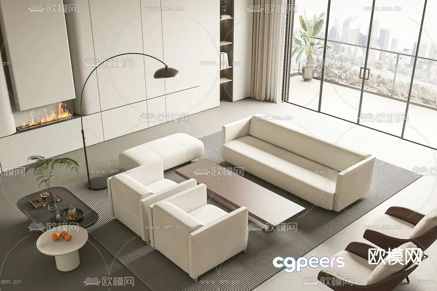 Sectional sofa office sofa 3d model
