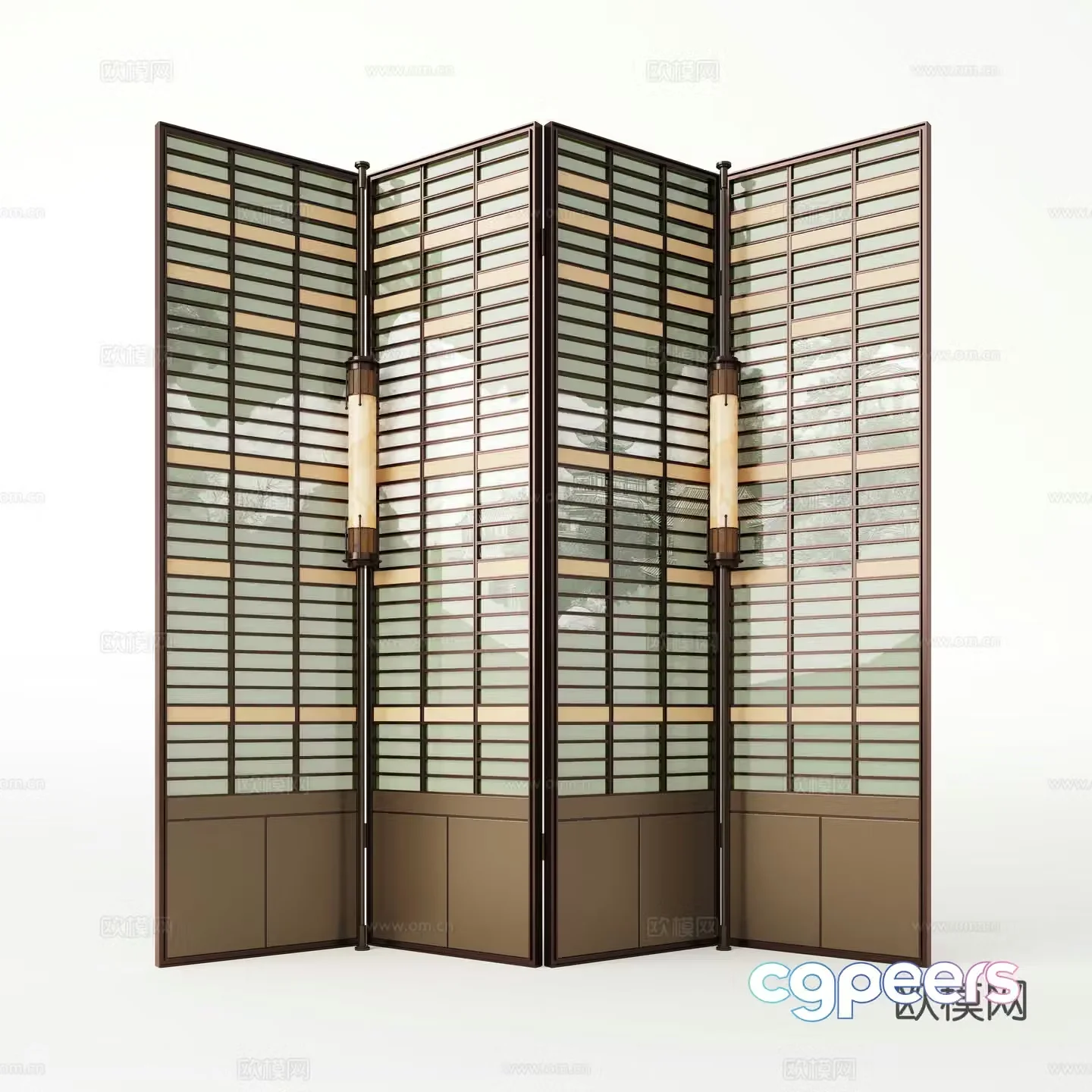 New Chinese-style screen partition Metal screen Folding screen Italian-style screen 3D model