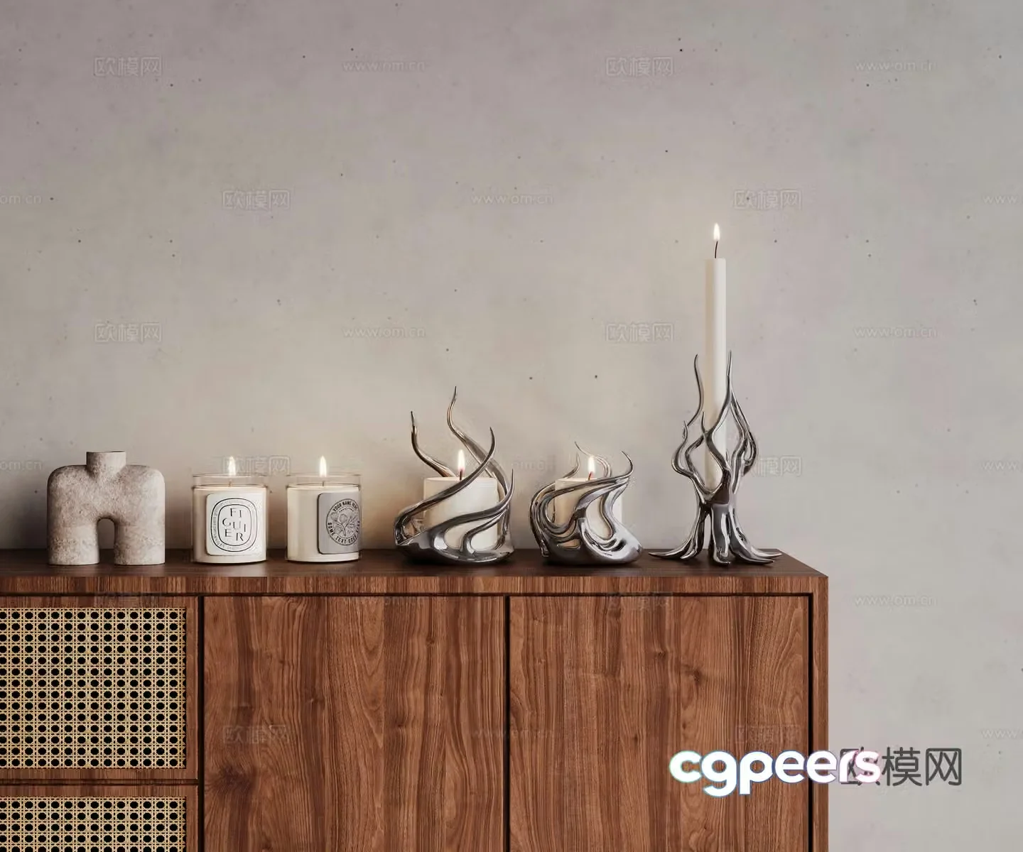 Modern candle ornament combination 3d model