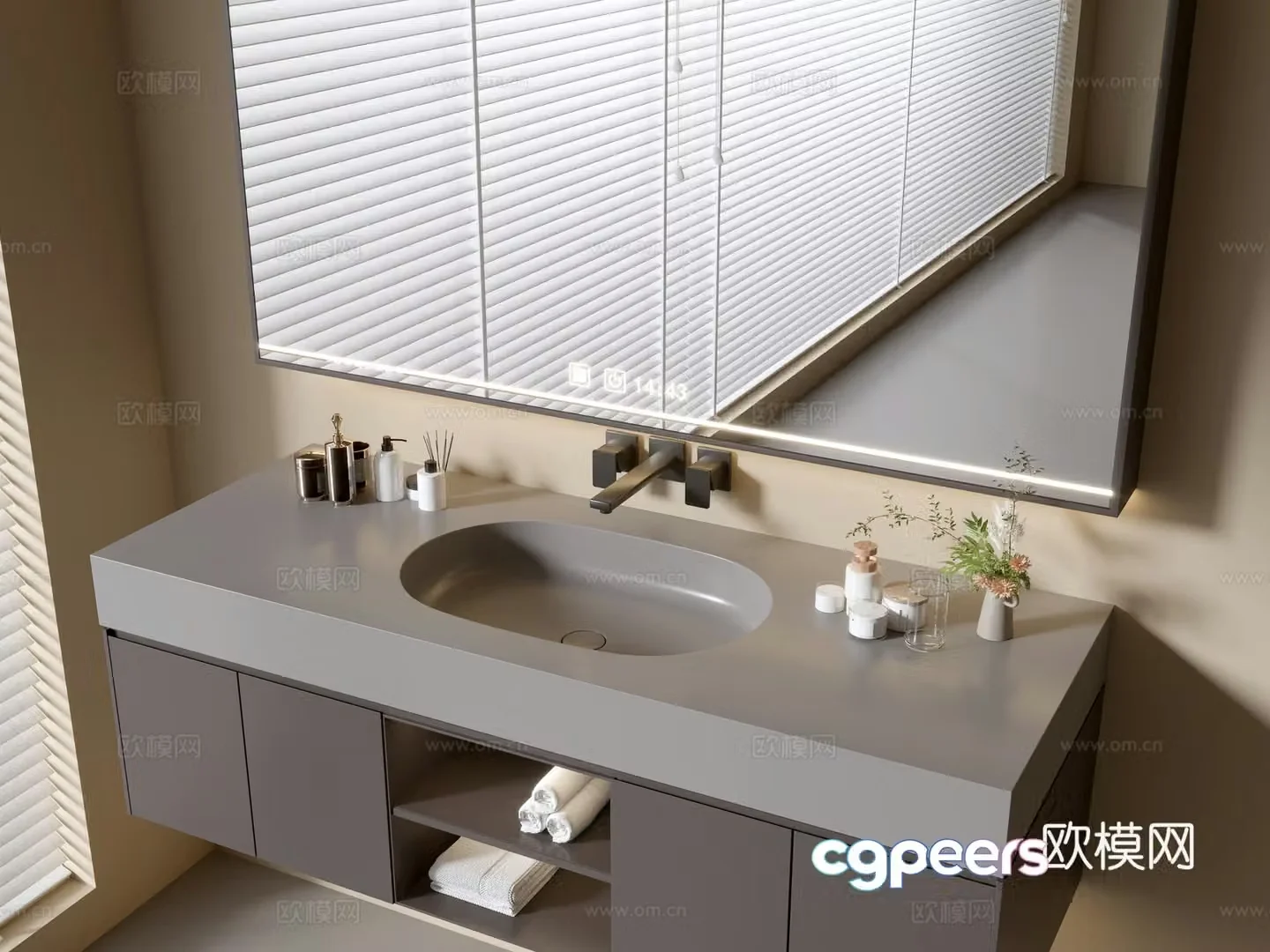 Modern bathroom cabinet bathroom basin bathroom ornaments mirror cabinet sink 3d model