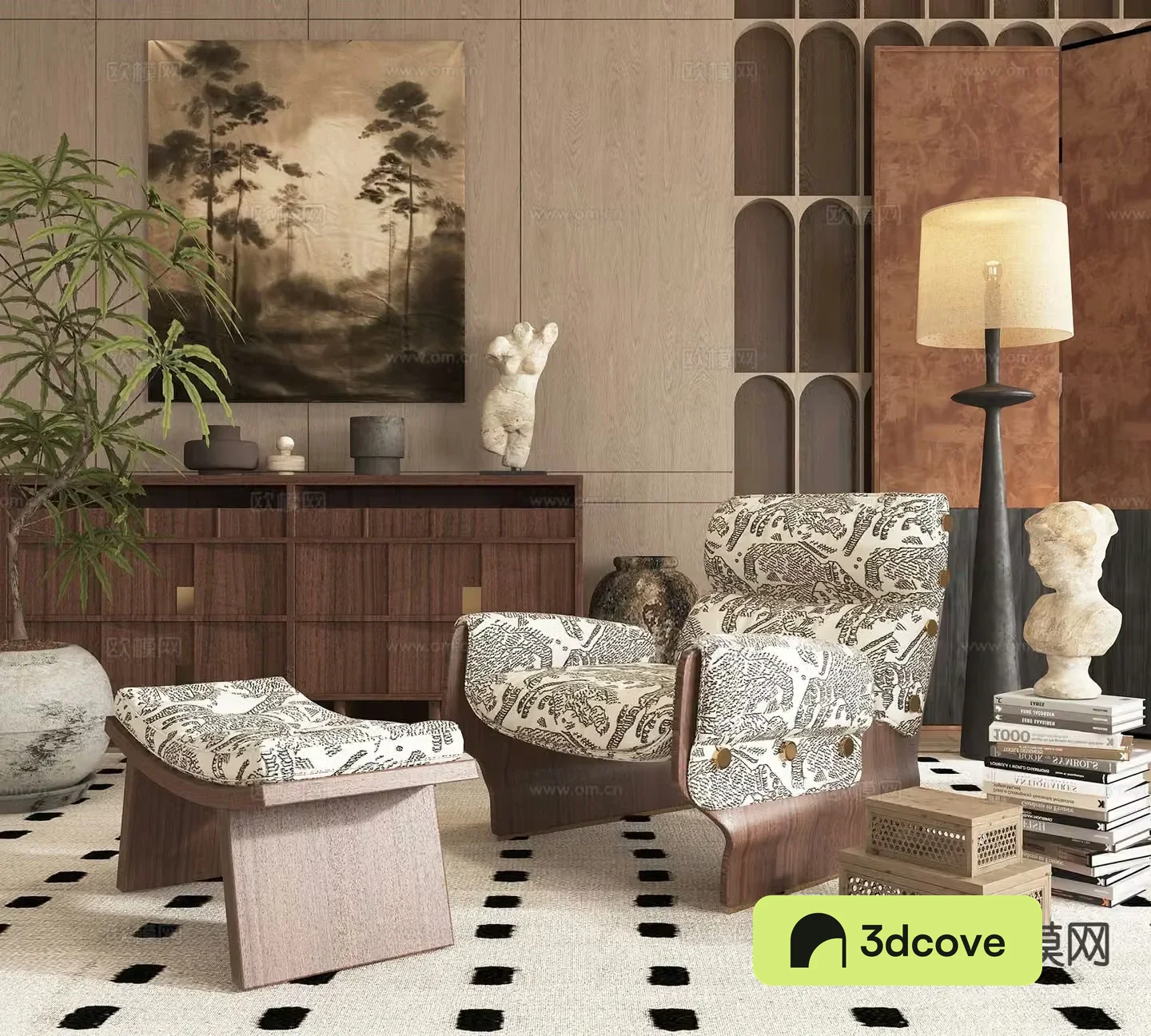 Medieval style single sofa leisure sofa footrest