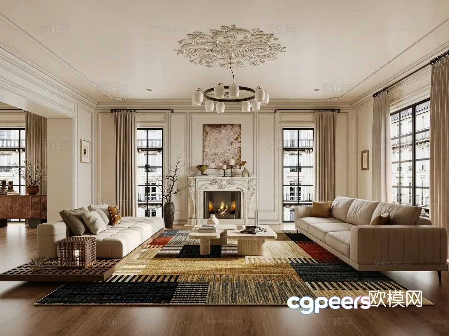 European living room 3d model