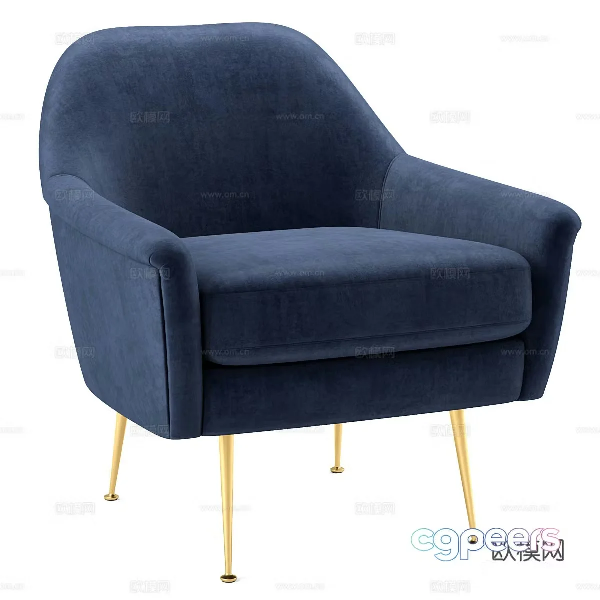 Modern Italian light luxury fabric armchair 3D model