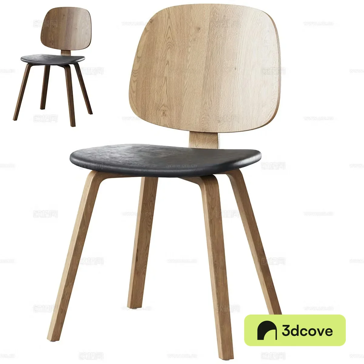 Nordic dining chair single chair single chair 3d model