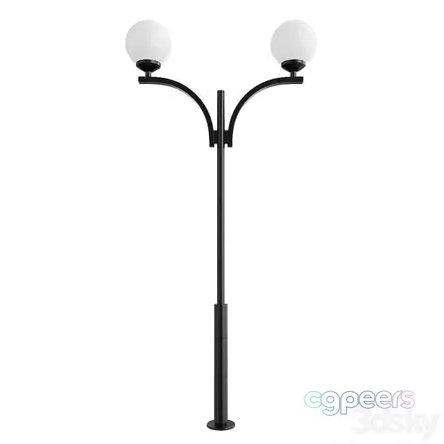 3ds Max Free – Park street metal support, pole for 2 lamps Shar