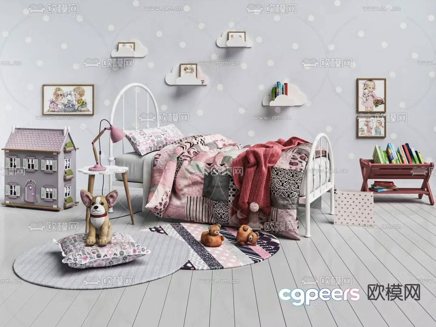 Modern wrought iron children’s bed 3d model