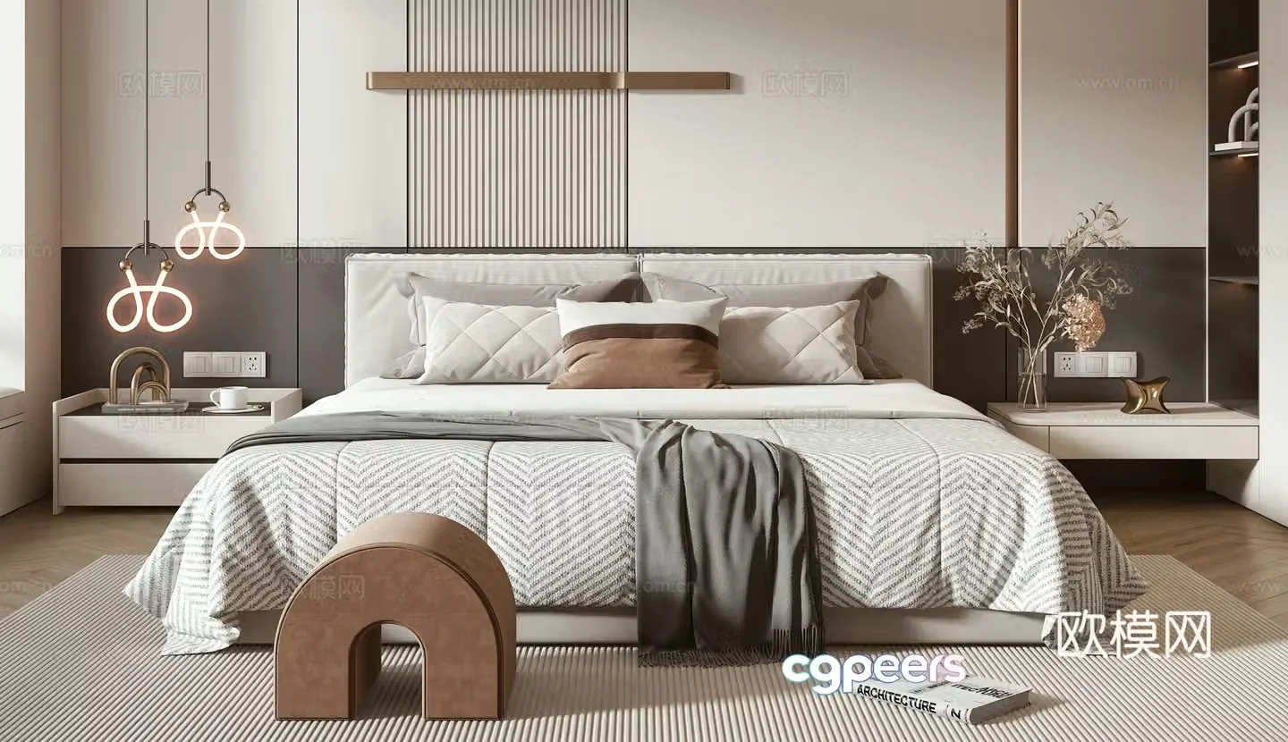 Minotti modern double bed 3d model