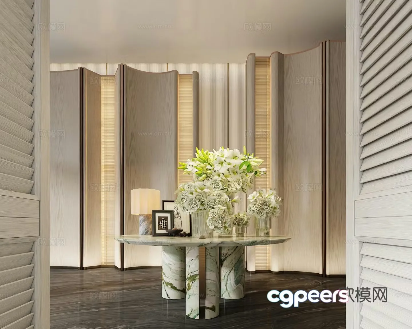 Modern end viewing platform ornaments vase floral art 3d model
