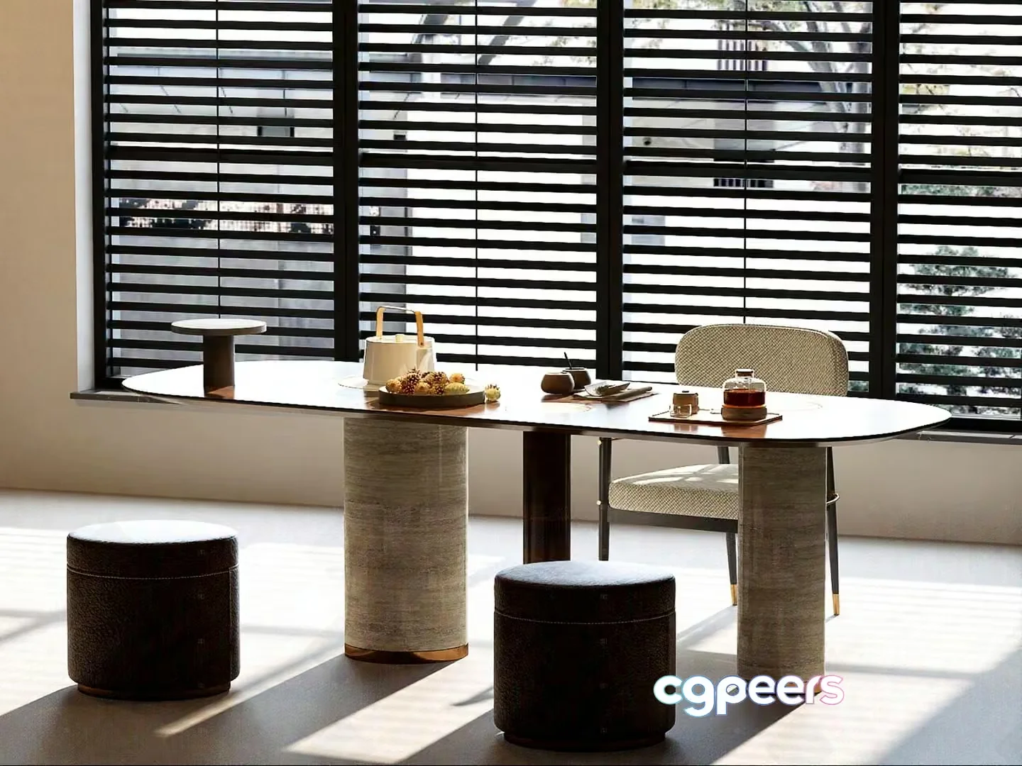 Modern Minimalist Dining Room 3D Model – 5614 – VRAY Render