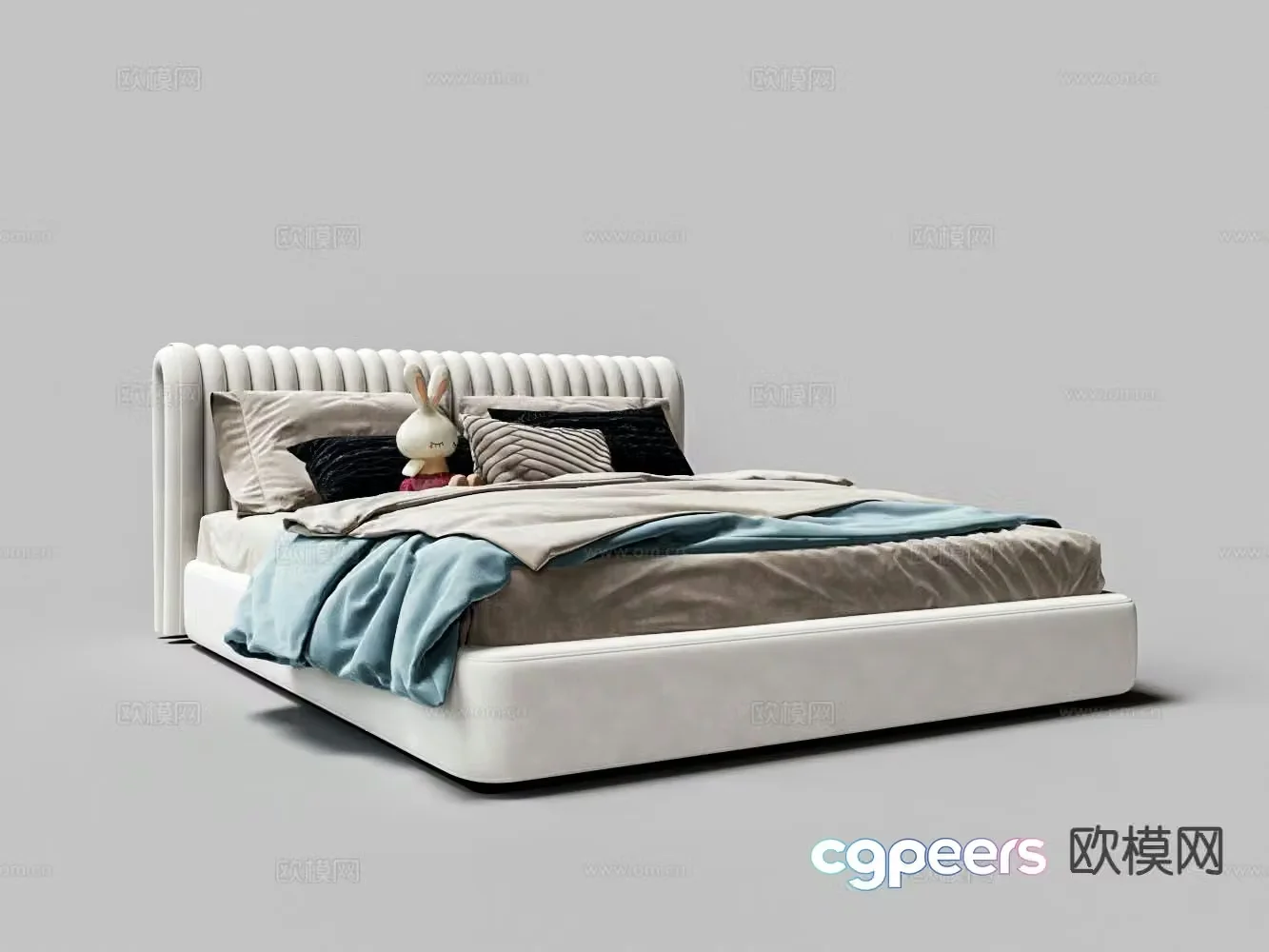 Modern double bed 3d model