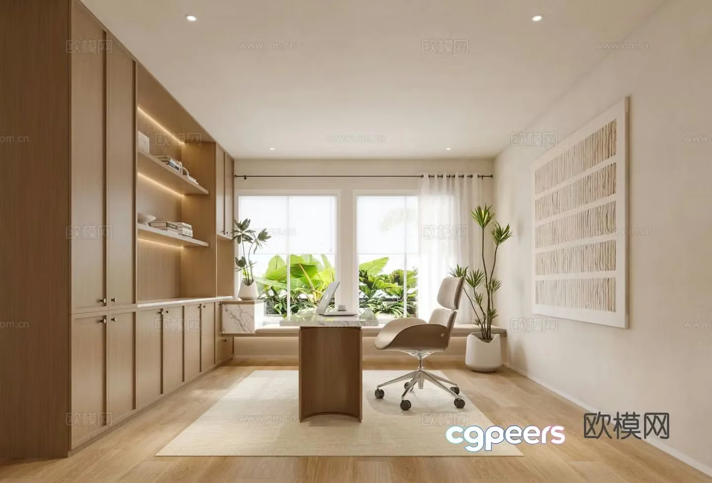Modern study room 3d model