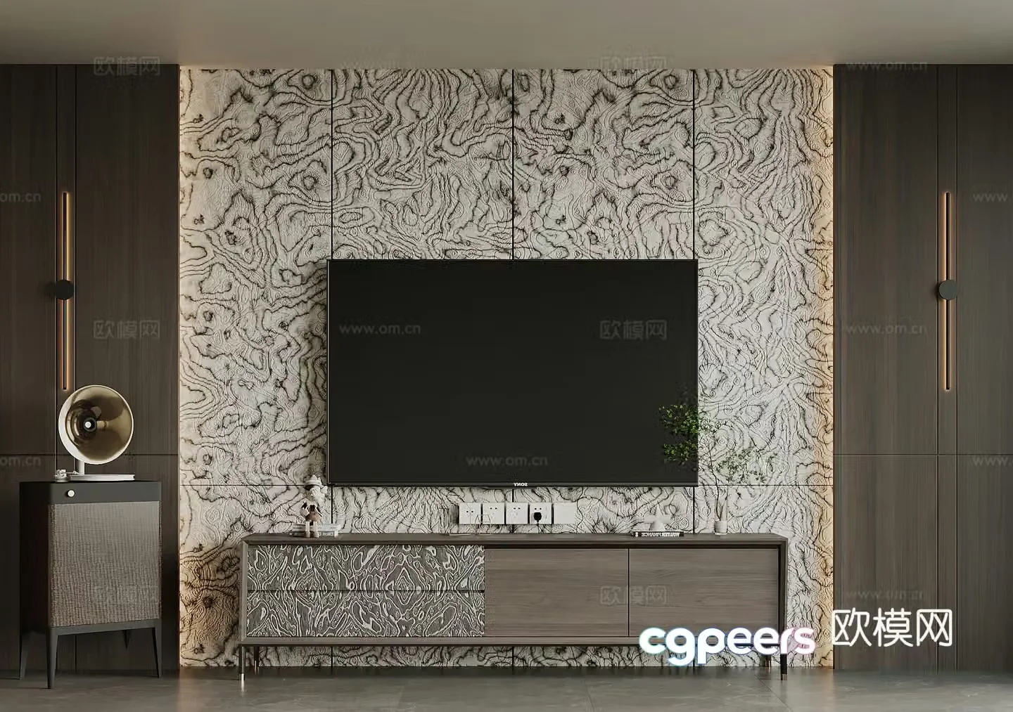 Modern Italian TV Cabinet TV Background Wall Gramophone 3D Model