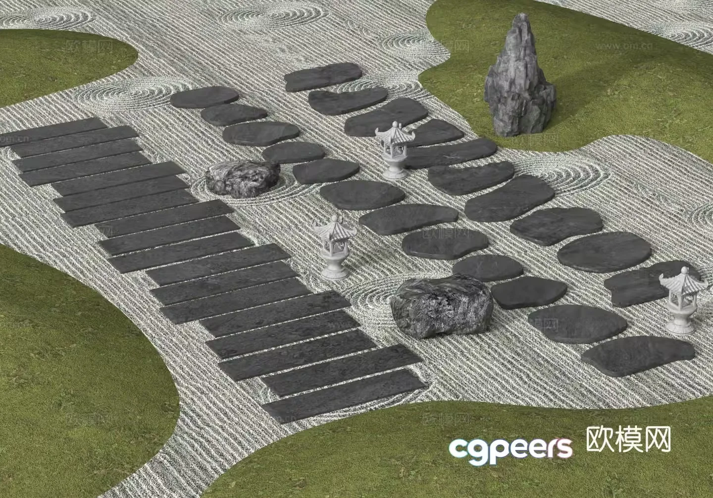 Tingbu Landscape Tingbu Stone Road Slate Bluestone Park Road 3D Model