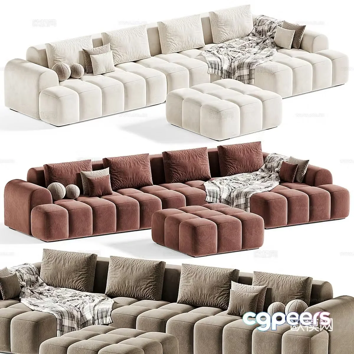 Modern multi-seater sofa corner sofa 3d model