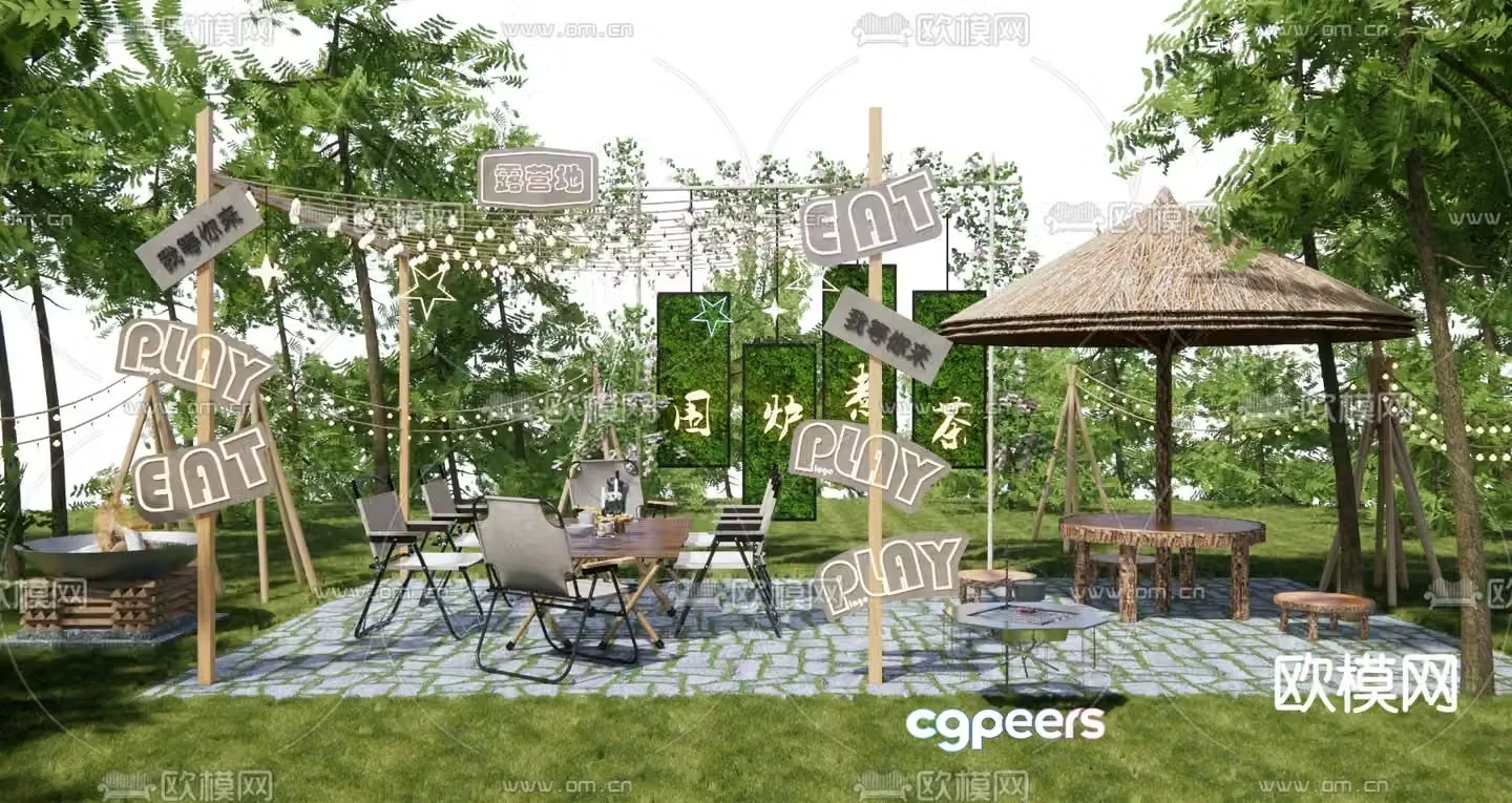 Camping Park Campground 3d model