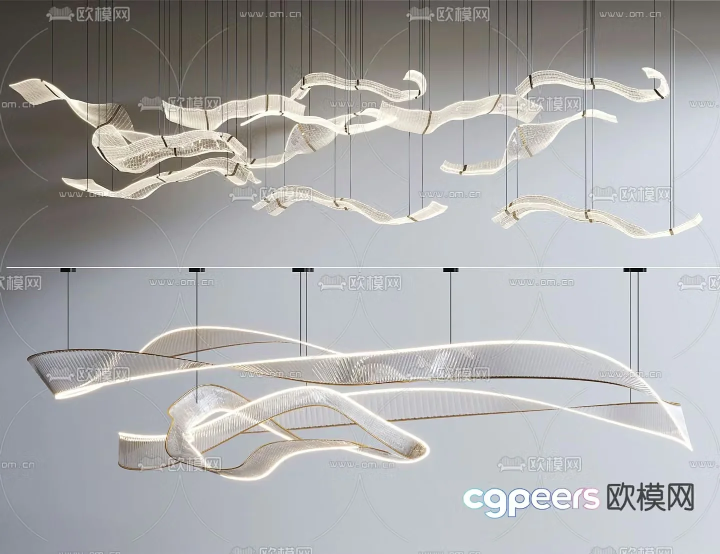 Streamer chandelier hotel chandelier lobby chandelier 3d model