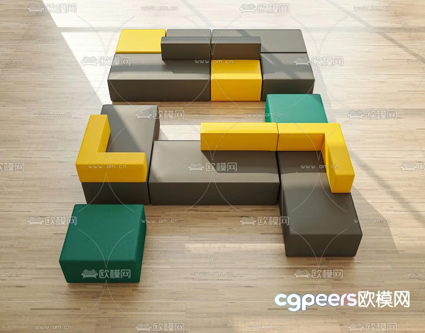Office sofa modular sofa splicing sofa public sofa 3D model