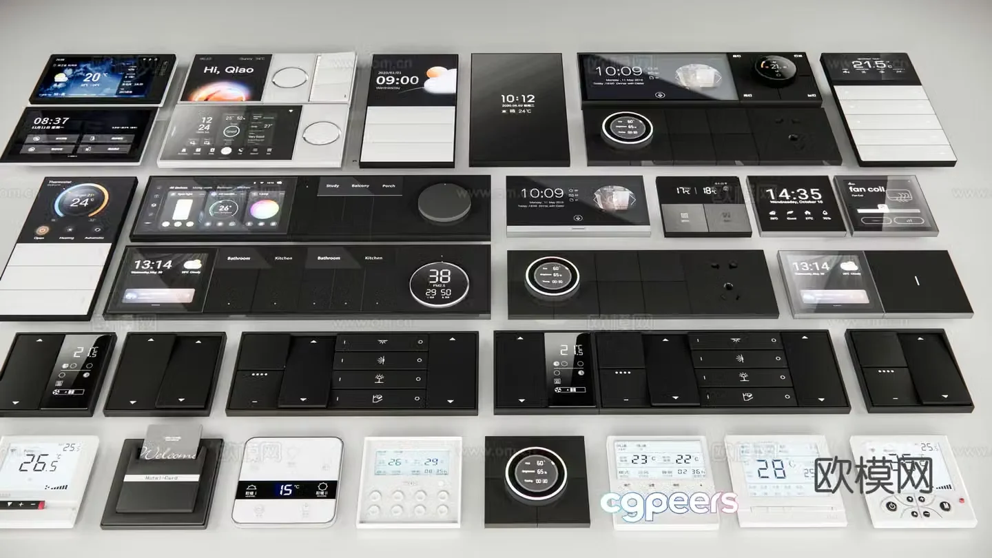 Modern smart switch panel Smart panel Visual panel Function panel Intelligent operation panel 3D model