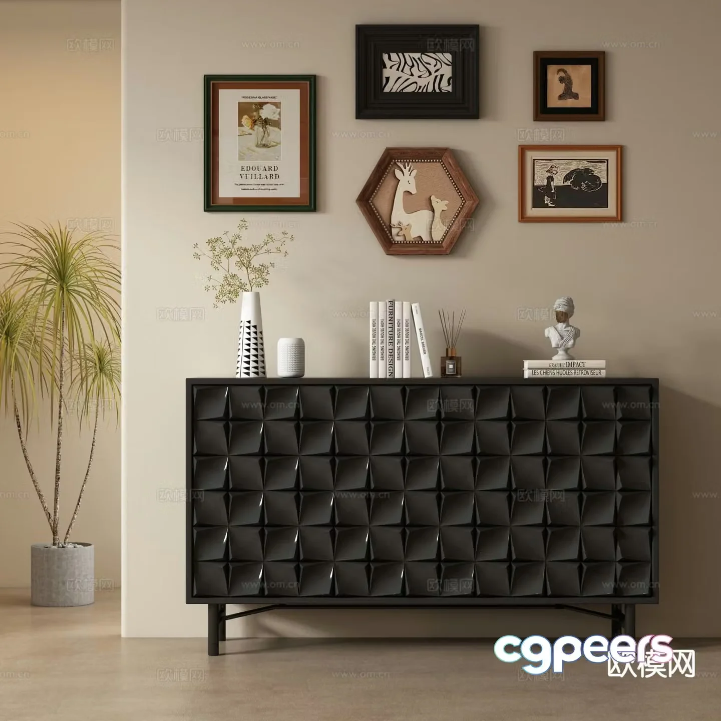 Medieval style entrance cabinet sideboard sideboard 3D model