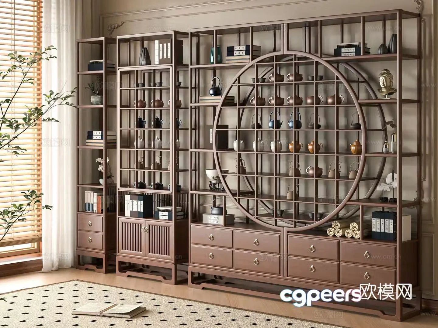 Middle-aged style Bo Ancient Shelf 3D Model