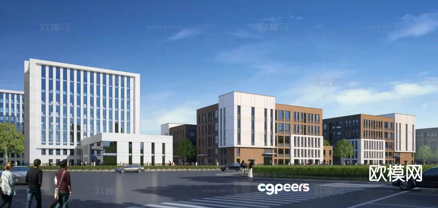 Industrial Park Office Building Appearance 3D Model