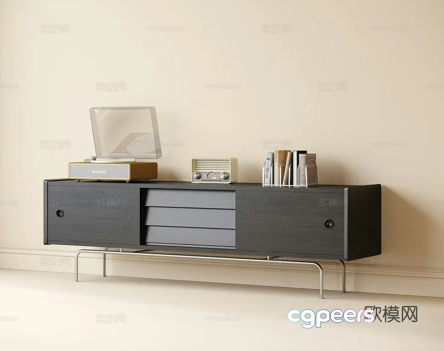 French TV cabinet 3d model