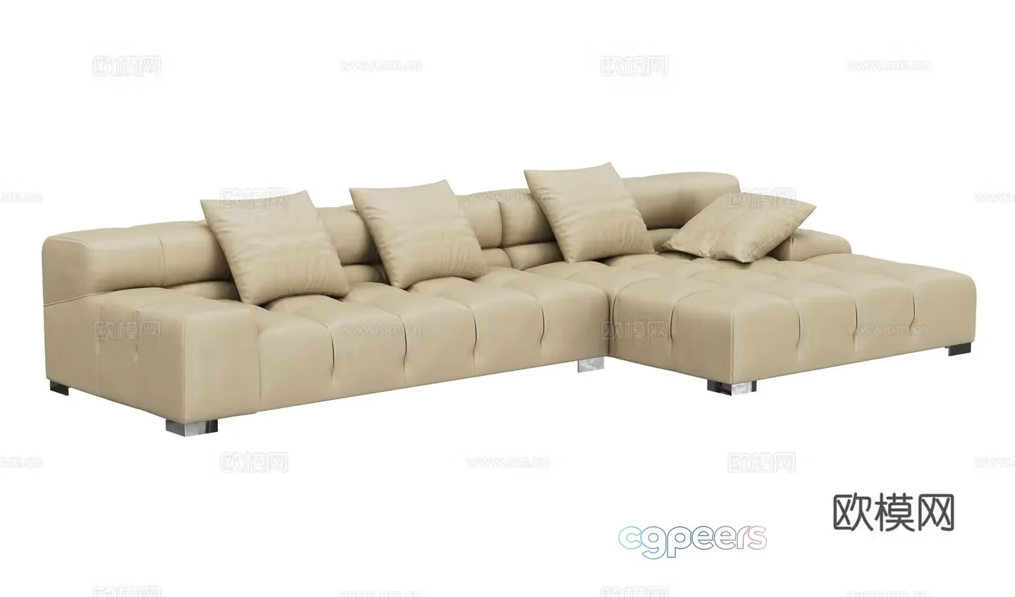 Modern multi-seater sofa corner sofa 3d model