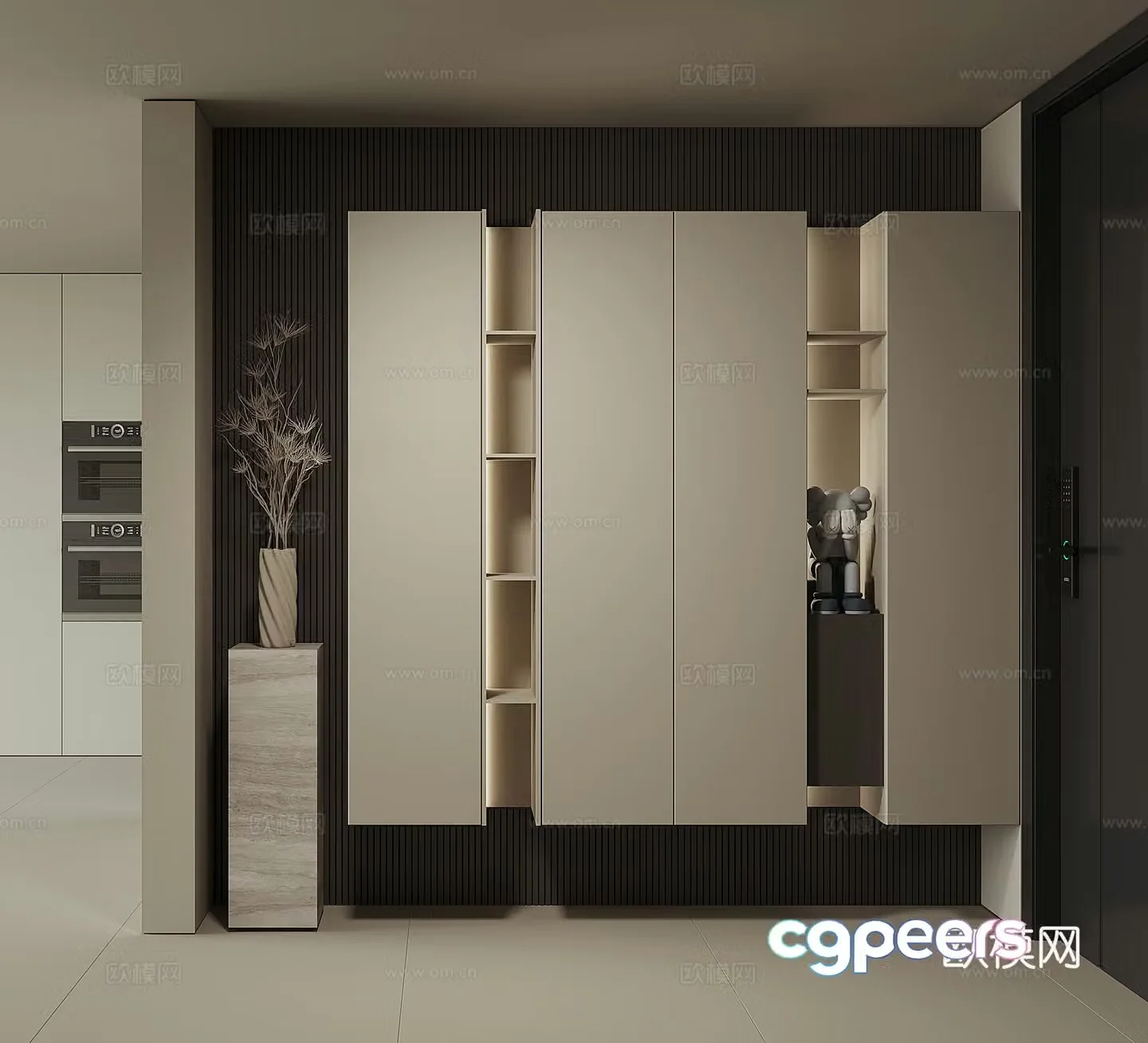 Modern home entrance shoe cabinet 3D model
